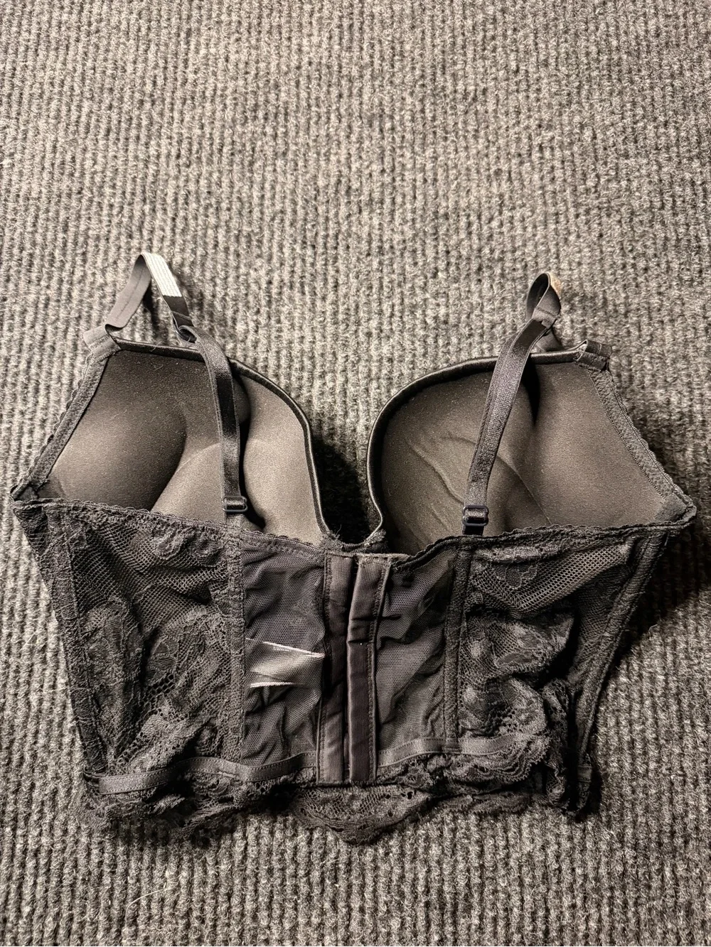 Victoria’s Secret Black Lace Longline Bustier Corset Bra 34C